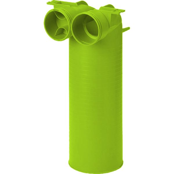 Přípojka na ventil DN 125 s 2hrdly 63 mm, délka 325 mm