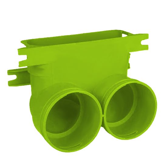 Adaptér 2 x kruhový DN75 na 1 x plochý kanál 50x140