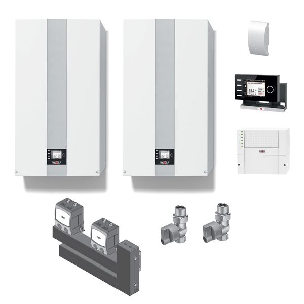 Kaskáda 2 závěsných kondenzačních kotlů CGB-2 75 a CGB-2 100 s HV doprava