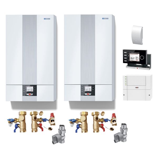 Kaskáda 2 nástěnných kondenzačních kotlů CGB-2 55 a 38