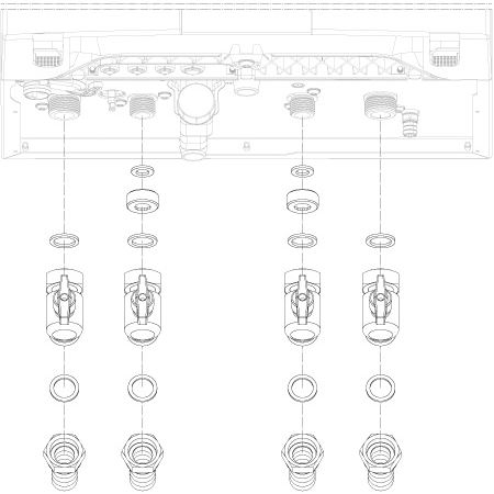 Připoj.sada armatur pro hydraul.připojení (rohové)